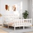Estructura de cama con cabecero madera maciza blanco 140x190