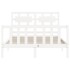 Estructura de cama con cabecero madera maciza blanco 140x190