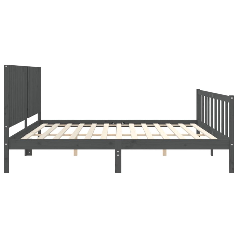 Estructura de cama con cabecero madera maciza gris 200x200