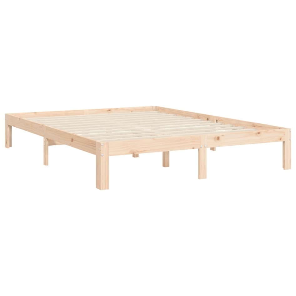 Estructura de cama con cabecero madera maciza 140x190