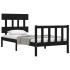 Estructura de cama con cabecero madera maciza negro 100x200