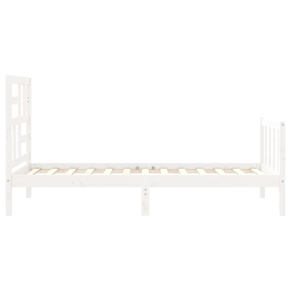 Estructura de cama con cabecero madera maciza blanco 90x200