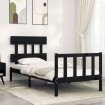 Estructura de cama con cabecero madera maciza negro