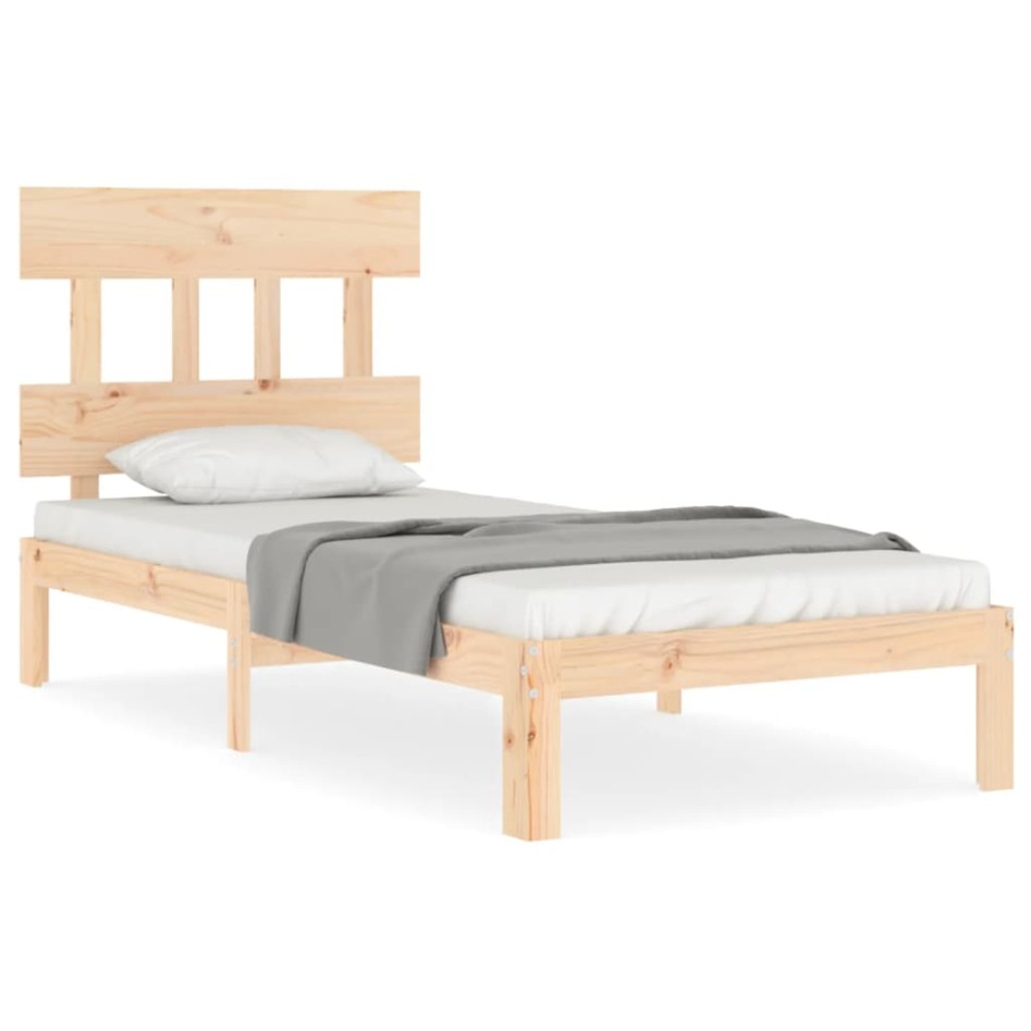 Estructura de cama con cabecero madera maciza 100x200
