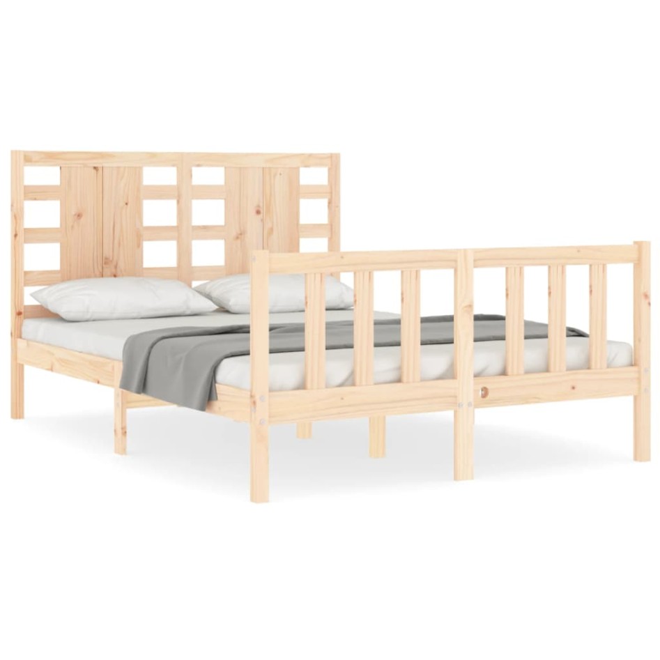 Estructura de cama con cabecero madera maciza 120x200