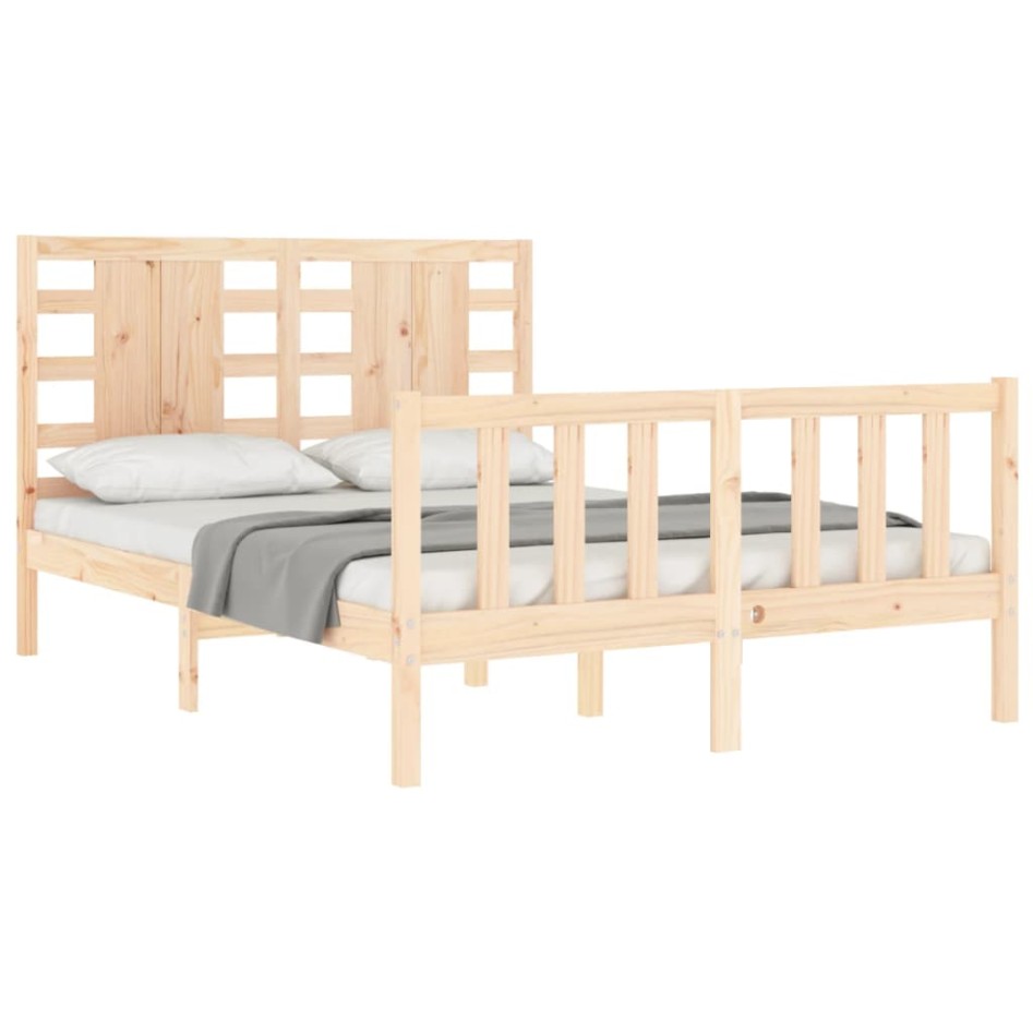 Estructura de cama con cabecero madera maciza 120x200