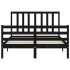 Estructura de cama con cabecero madera maciza negro 120x200