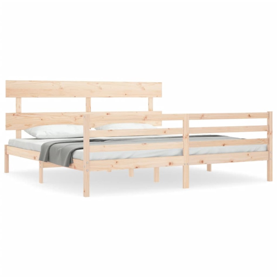 Estructura de cama con cabecero madera maciza 200x200