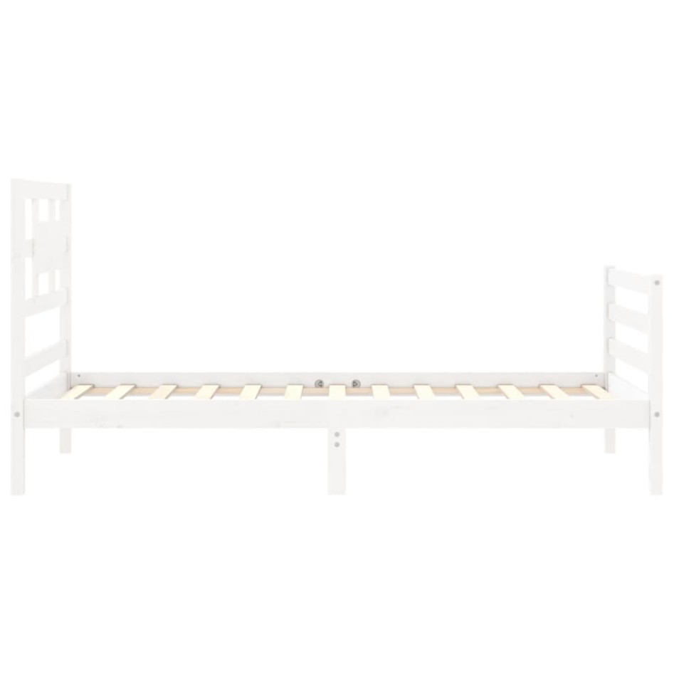 Estructura de cama con cabecero madera maciza blanco 100x200