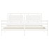 Estructura de cama con cabecero madera maciza blanco 200x200