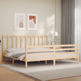Estructura de cama con cabecero madera maciza 200x200