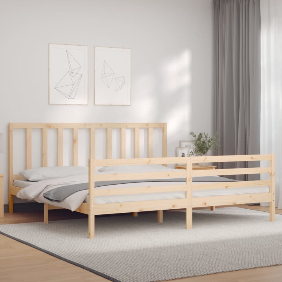 Estructura de cama con cabecero madera maciza 200x200