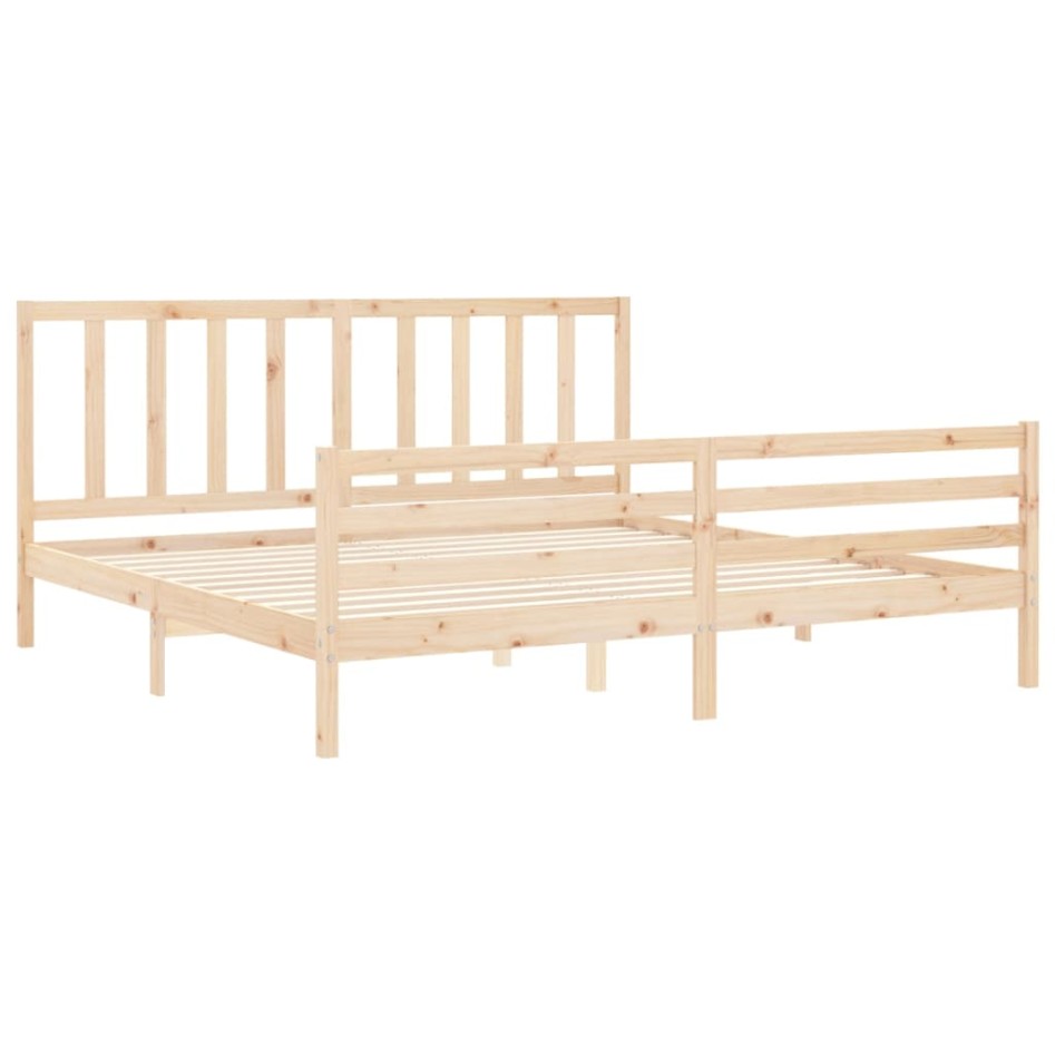 Estructura de cama con cabecero madera maciza 200x200