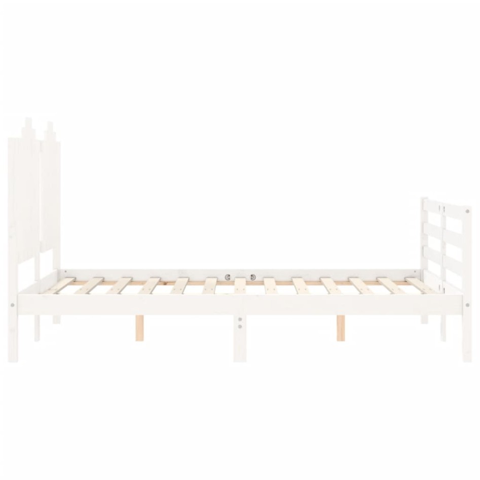 Estructura de cama con cabecero madera maciza blanco 120x200