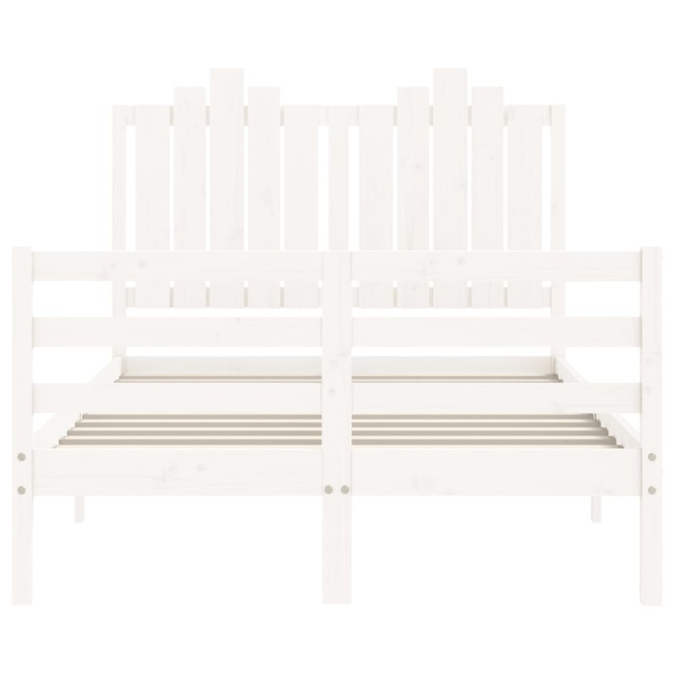 Estructura de cama con cabecero madera maciza blanco 120x200