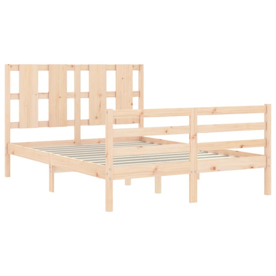 Estructura de cama de matrimonio con cabecero madera
