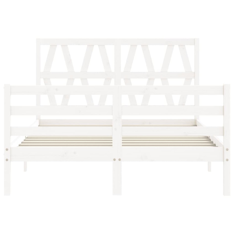 Estructura de cama con cabecero madera maciza blanco 140x190