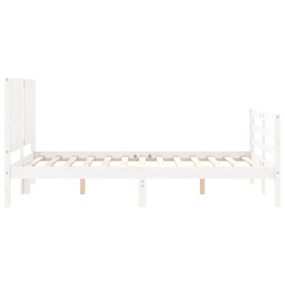Estructura de cama con cabecero madera maciza blanco 120x200