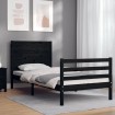 Estructura de cama con cabecero madera maciza negro 90x200 cm