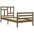 Estructura cama con cabecero madera maciza marrón miel