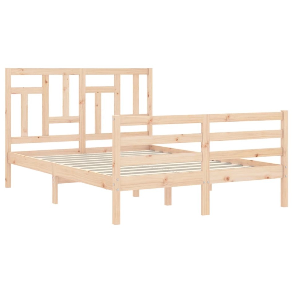 Estructura de cama con cabecero madera maciza 120x200