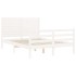 Estructura de cama con cabecero madera maciza blanco 120x200