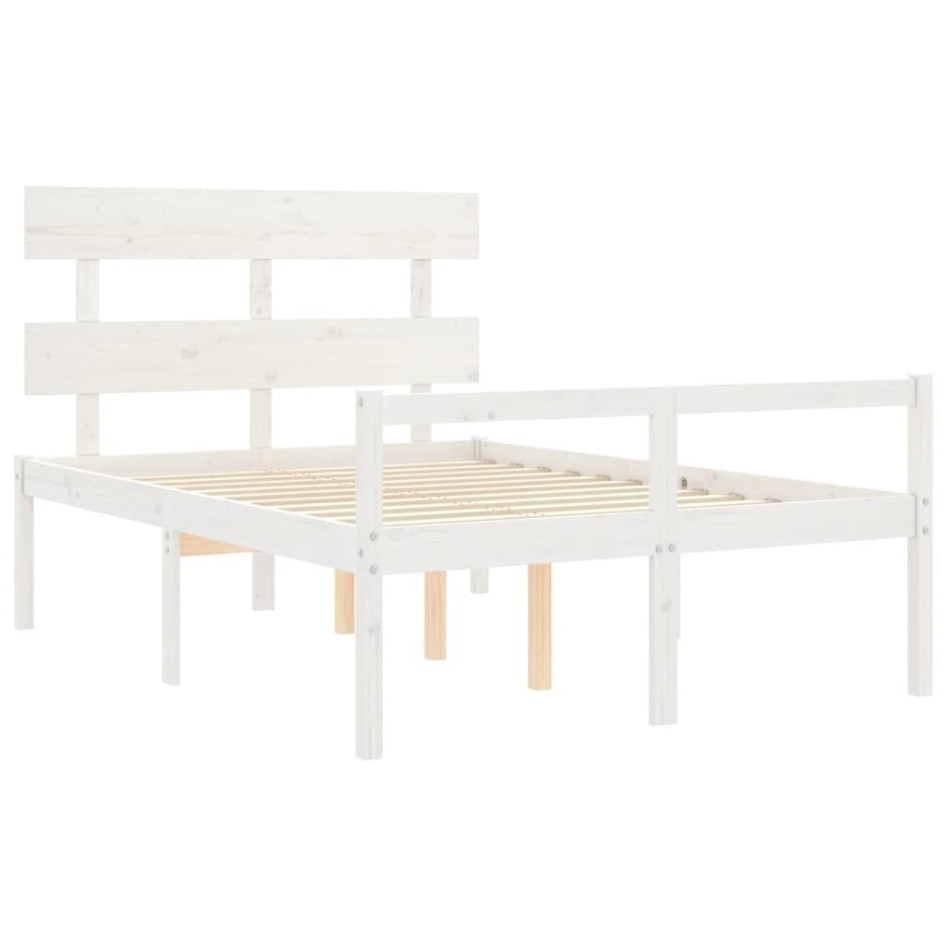 Cama personas mayores cabecero madera maciza blanco 120x200