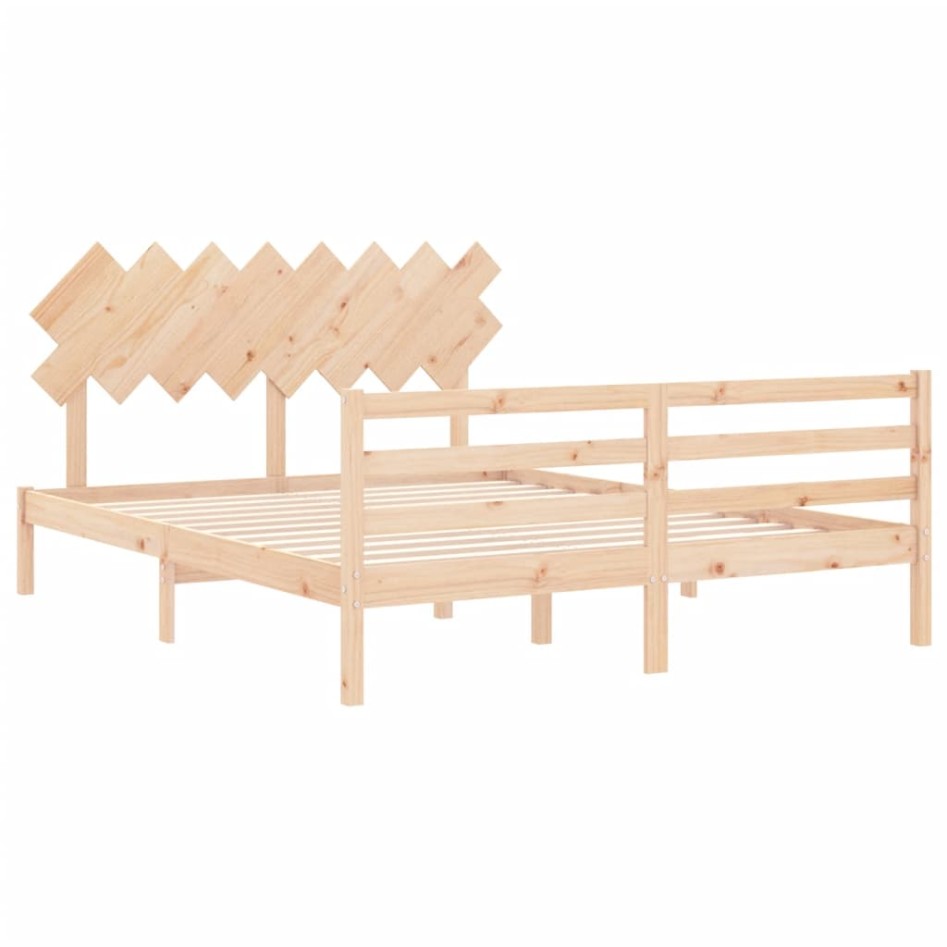 Estructura de cama con cabecero madera maciza 160x200