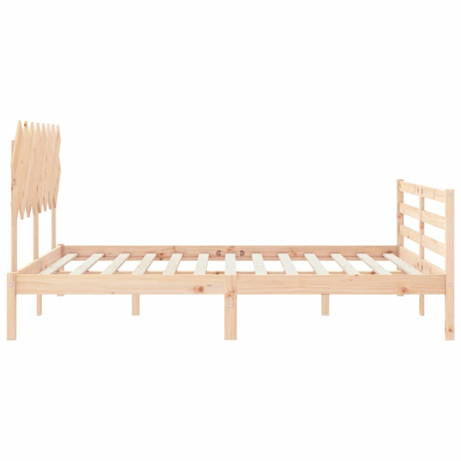 Estructura de cama con cabecero madera maciza 160x200