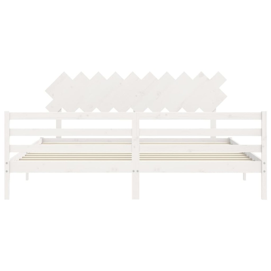 Estructura de cama con cabecero madera maciza blanco