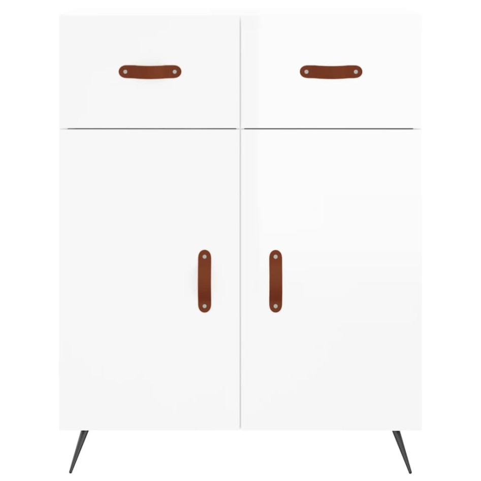 Aparador alto madera contrachapada blanco brillo 69,5x34x180