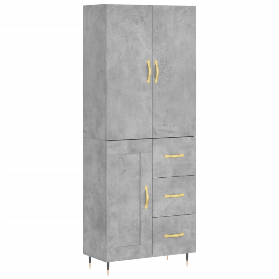 Aparador alto madera contrachapada gris hormigón 69,5x34x180