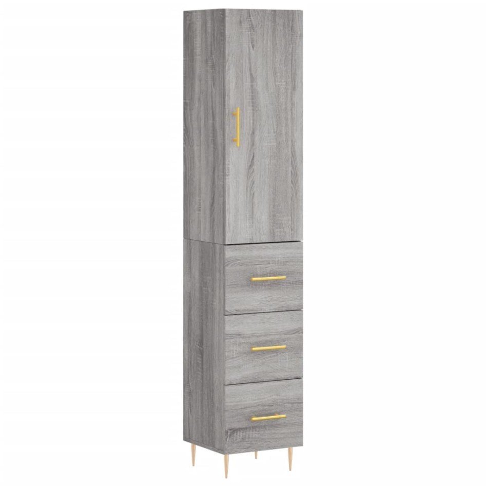 Aparador alto madera contrachapada gris Sonoma 34,5x34x180