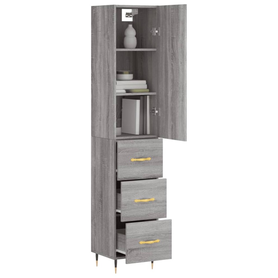 Aparador alto madera contrachapada gris Sonoma 34,5x34x180