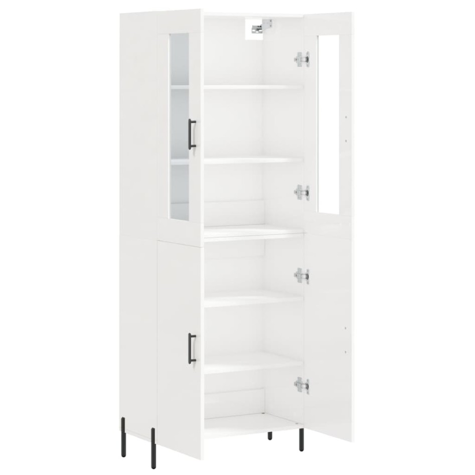 Aparador alto madera contrachapada blanco brillo 69,5x34x180