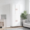 Aparador alto madera contrachapada blanco brillo 69,5x34x180 cm