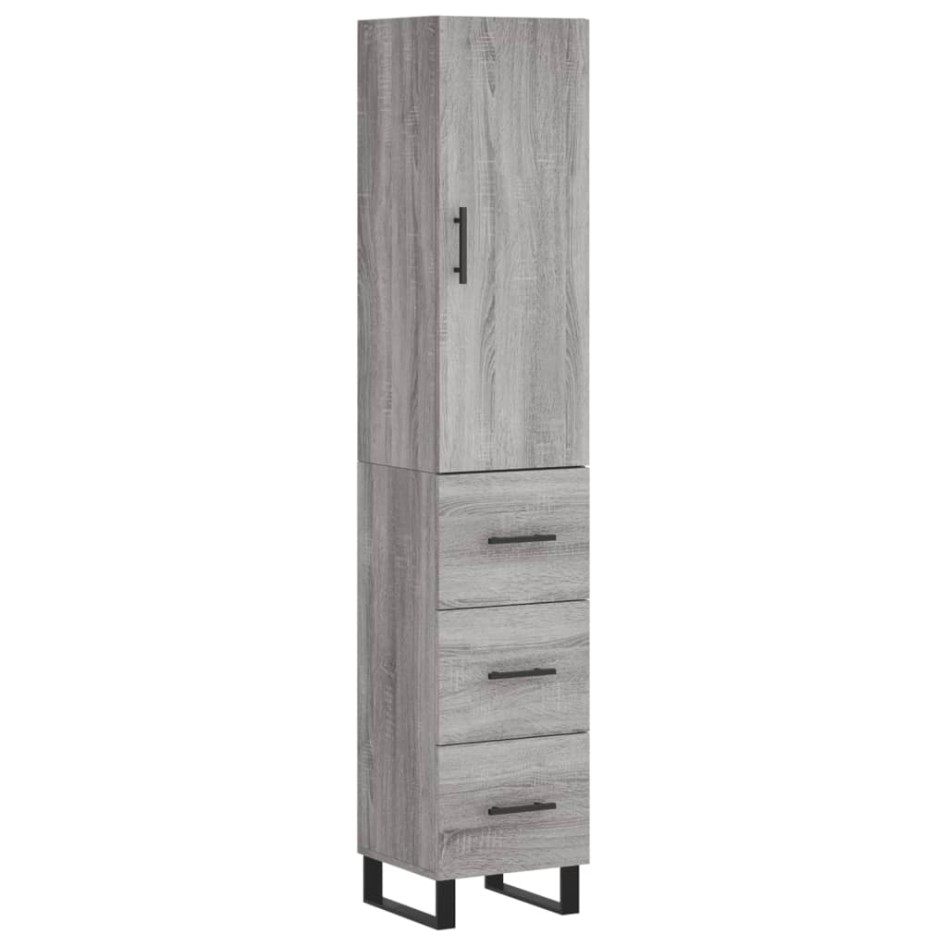 Aparador alto madera contrachapada gris Sonoma 34,5x34x180