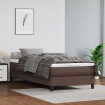 Cama box spring con colchón cuero sintético marrón 90x200 cm