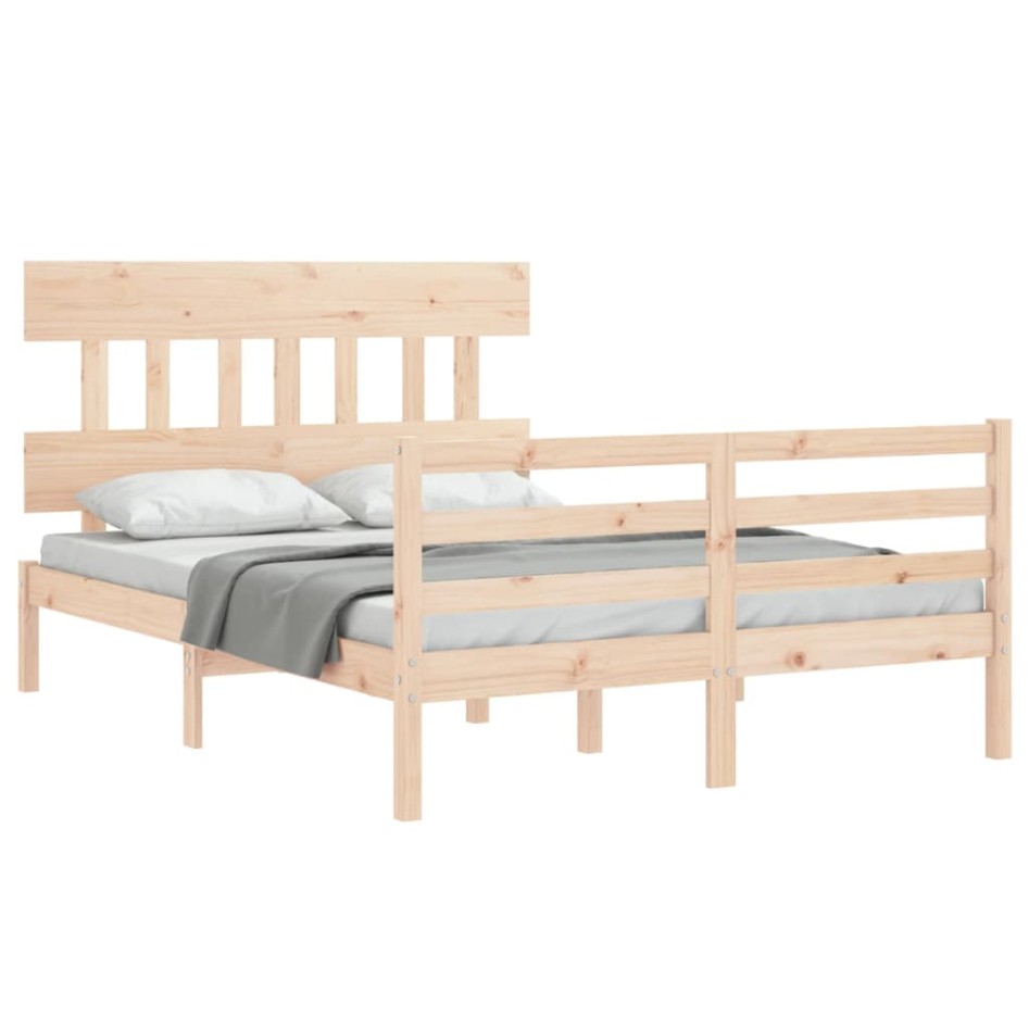Estructura de cama con cabecero madera maciza 120x200