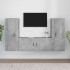 Set de muebles de TV 3 pzas madera contrachapada gris