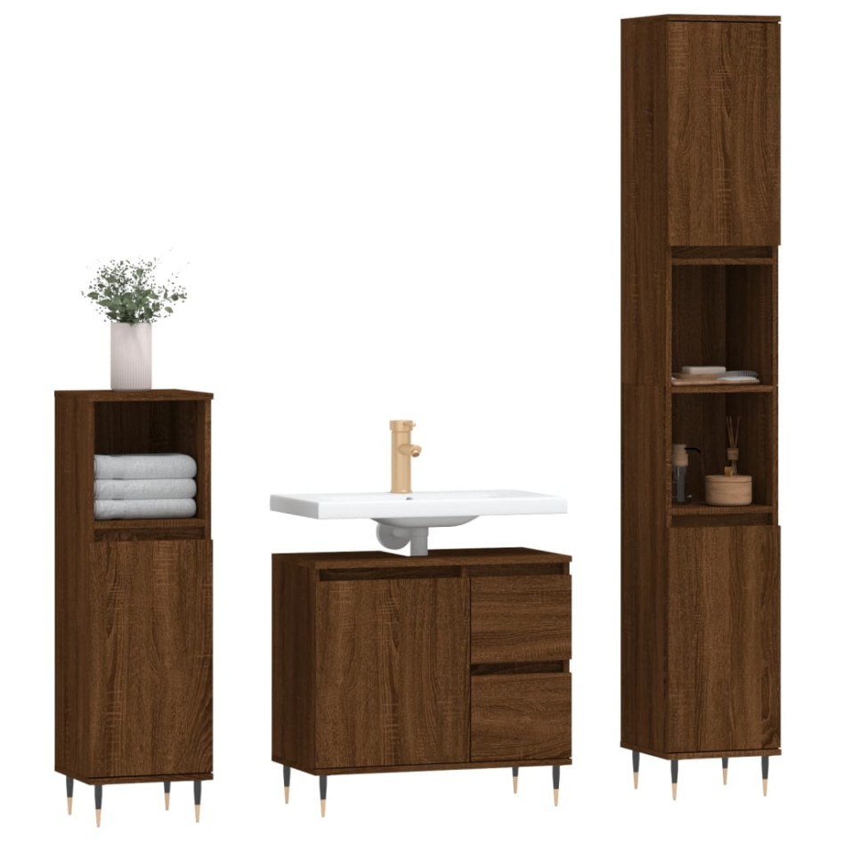 Set de muebles baño 3 pzas madera contrachapada roble