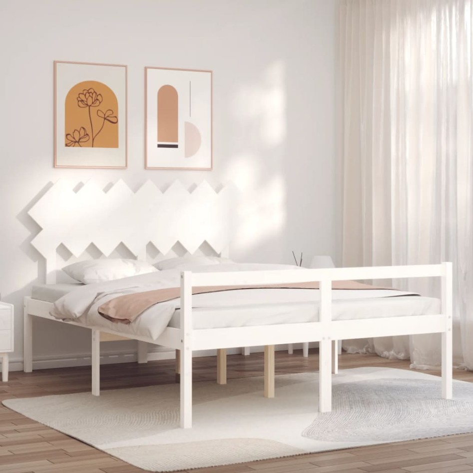 Cama para personas mayores con cabecero madera maciza