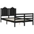 Estructura de cama con cabecero madera maciza negro 120x200