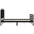 Estructura de cama con cabecero madera maciza negro 120x200