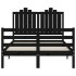 Estructura de cama con cabecero madera maciza negro 120x200