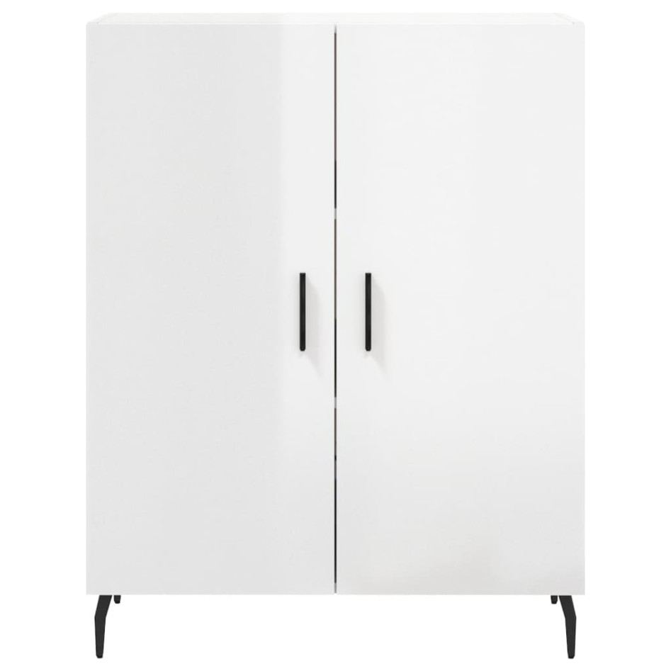 Aparador alto madera contrachapada blanco brillo 69,5x34x180