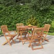 Juego de comedor de jardín 5 piezas madera maciza de acacia