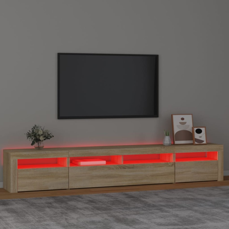 Mueble de TV con luces LED roble Sonoma 240x35x40