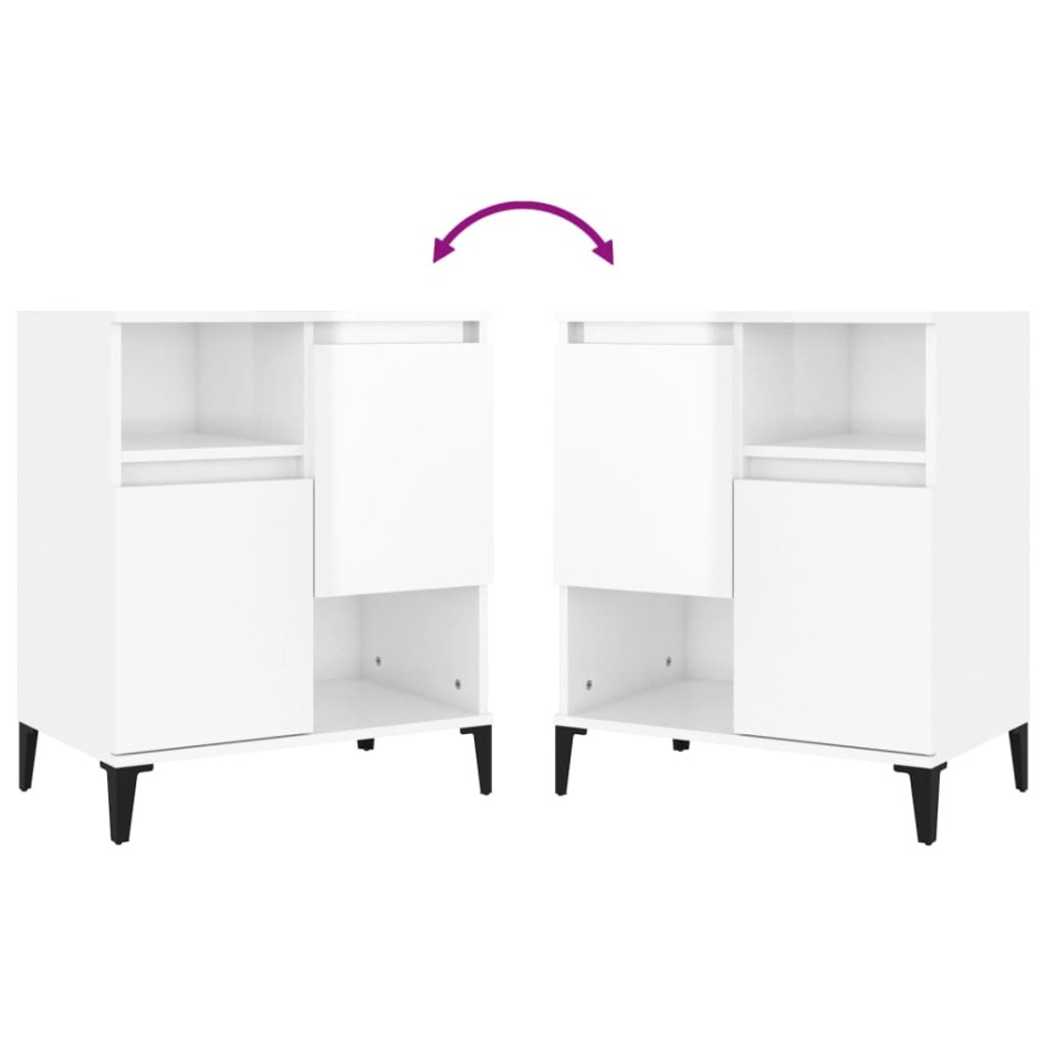 Aparadores 3 uds madera contrachapada blanco brillo 60x35x70