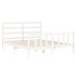Estructura de cama con cabecero madera maciza blanco 160x200